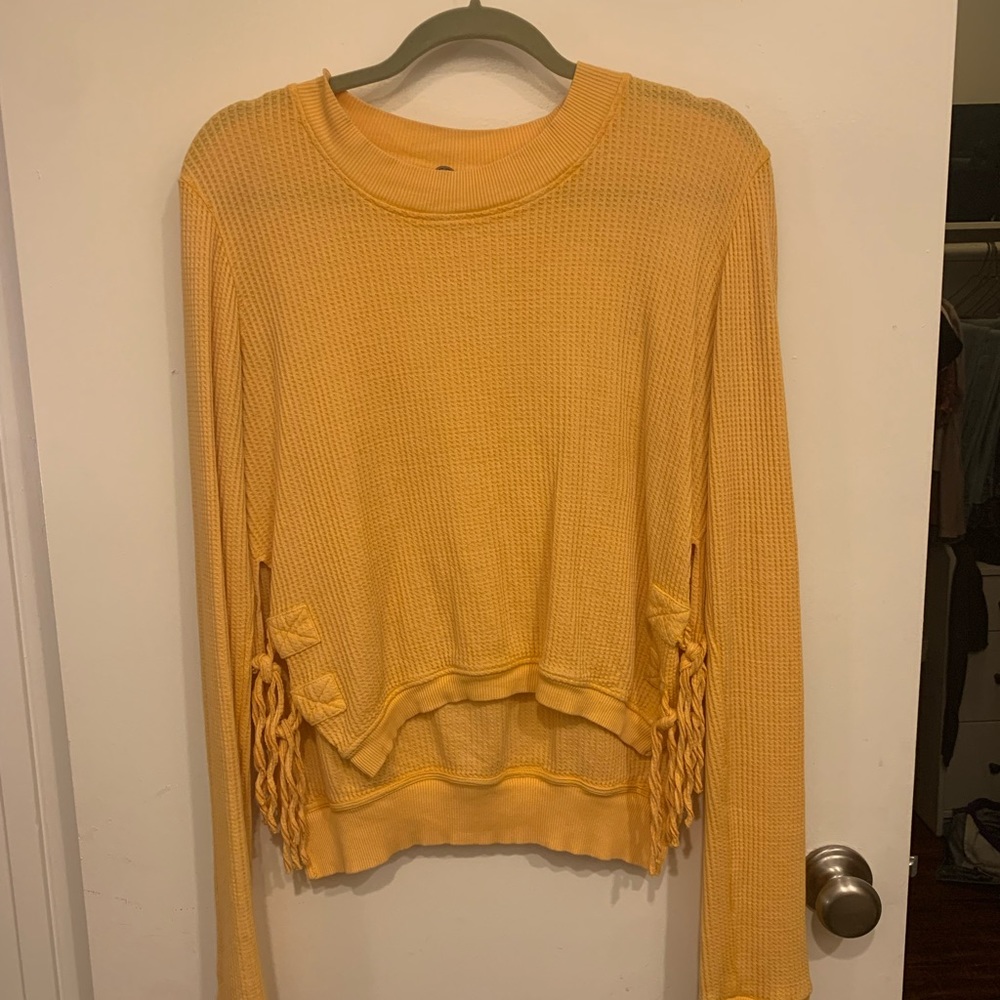 Free People Yellow Waffle Thermal